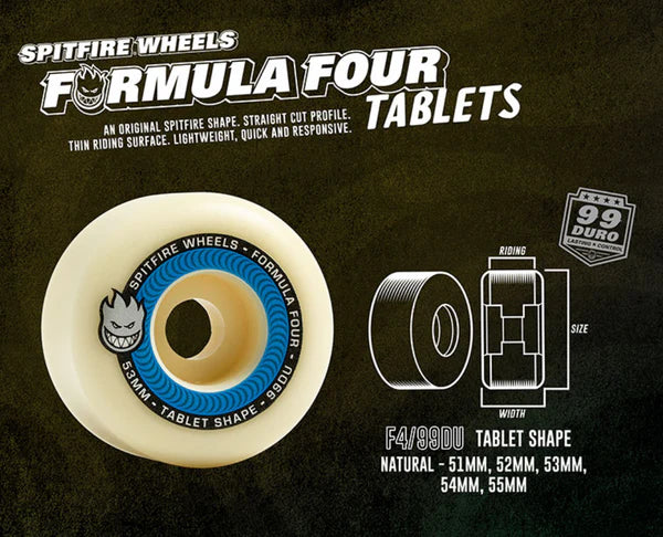 Spitfire Wheels - F4 99A Tablet Shape 54mm